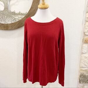 Privé Red Merino Wool Blend Sweater Deep V Back Medium